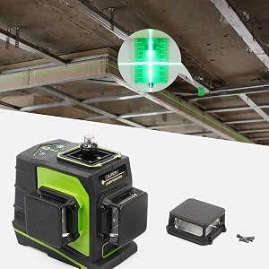 Facile à utiliser: ●Plaque cible verte: augmente la visibilité du faisceau laser.
[SENTENCE 35] ●Les capots de protection supérieurs peuvent être retirés et remplacés par un tournevis.
[SENTENCE 36] ●La résistance à l'eau / à la poussière IP54 vous assure de bien travailler dans des conditions de travail dangereuses.