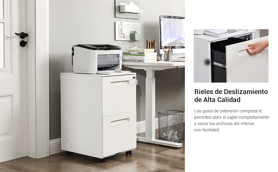 Gabinete de Archivos Móvil, con 2 Cajones, Cierre, para Documentos de