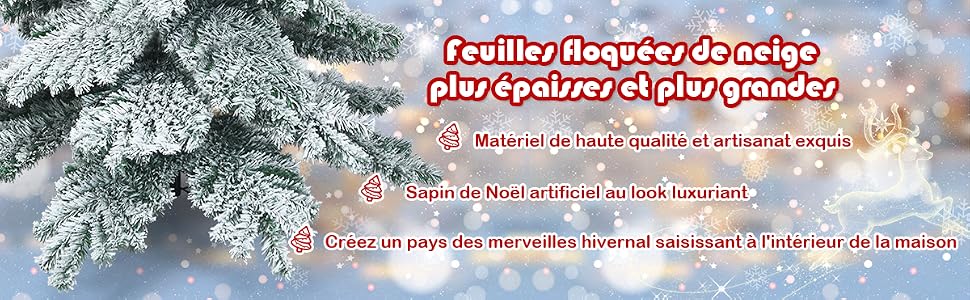 Feuills floquées de neige plus épaisses et plus grandes