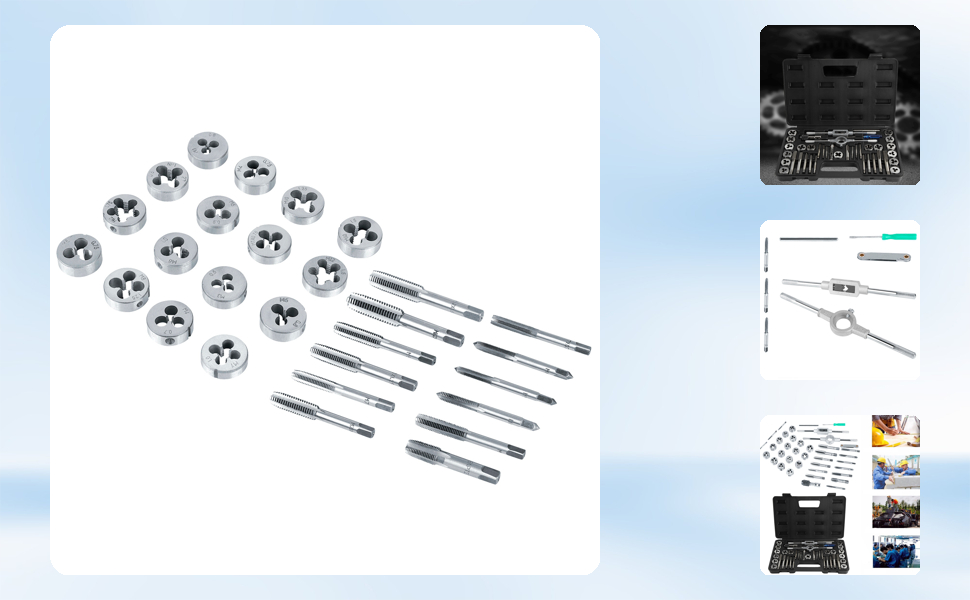 40 Stück M3-M12 Schraubenmutter-Gewindebohrer und Schneideisen-Set 