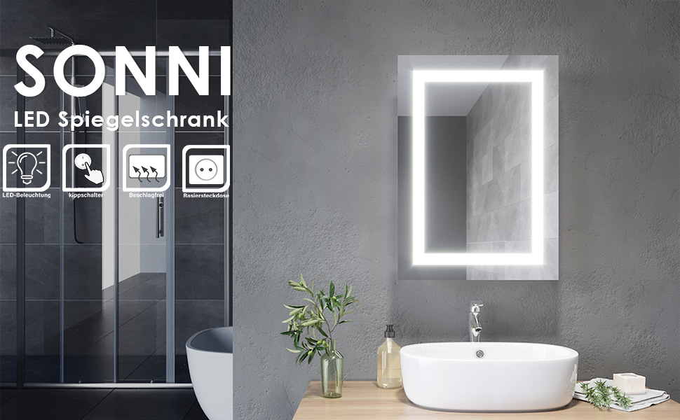 SONNI led spiegelschrank badspiegelschrank mit beleuchtung spigelschrank mit beleuchtung