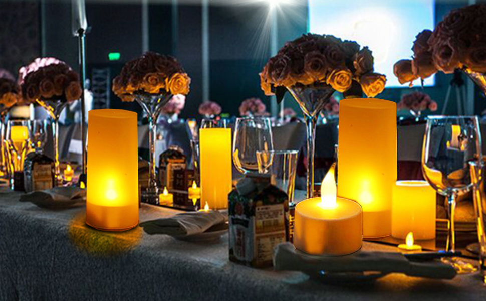 LED Rechargeable Bougie Électrique LED Flamme Vacillante avec Station de Charge Décoration