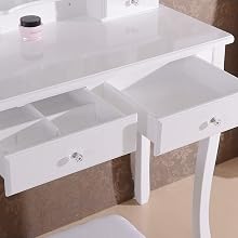 WOLTU Dressing Table White with a Large Mirror Makeup Vanity Table Bedroom Dresser Set with Dressing