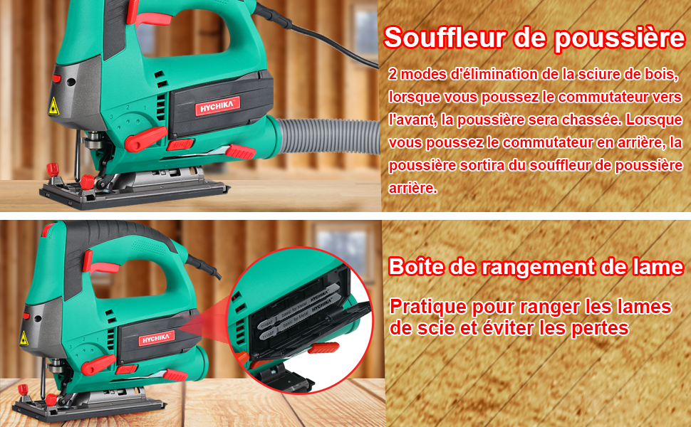 Scie Sauteuse HYCHIKA 800W, Max. Profondeur de coupe: 110mm, 800