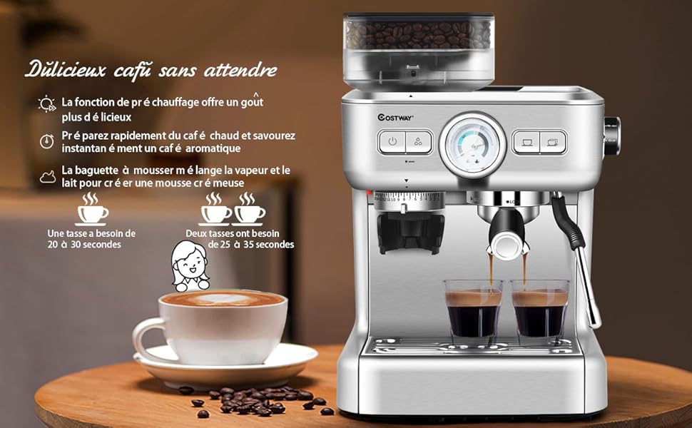 COSTWAY Machine à Café Automatique Avec Broyeur - 30 Niveaux De Poudre De Café Réglables Cafétière Automatique 1350W Température Réglable Accessoires Complets Pour Maison,Bureau,Café -Machine À Café AAHKMJXYDAFdJAOAIMEbOAchlkWZ0oakZn uVZ0mPidMNbILvCvspZ4oG3fPgIqc1P05C5SmPDKg0UZdk7akth5AqZdbj s ZHGinSrRum