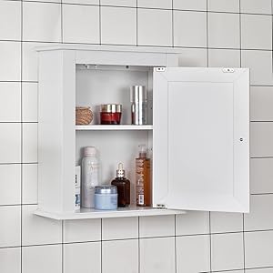 Meuble Haut De Salle De Bain - 1 Porte Placard Commode Meuble De Rangement Mural Armoire Suspendue SoBuy® FRG203-W -Songmics Soldes Magasin