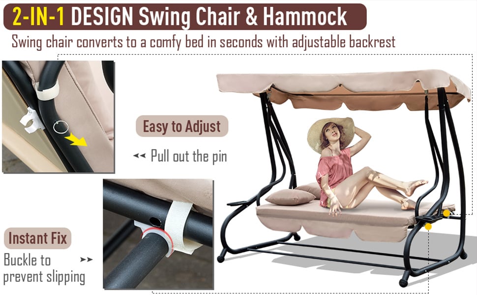 Outsunny 2-in-1 Garden Swing Chair For 3 Person W/ Adjustable Canopy Light Brown -Outdoor Furniture Store AAHKMJXYDAFdJAOAIMEbOAchlkWZ0oakZn uVZ0mPidMNbILvCvspZ4oG3fPgIqc1P05C5SmPDKg0UZdk7akth5ArLGOmHBamwdobFKgv2RWQMjuGLw 2xHMu6MF3bbqNr8c7TMqa0iHoocDzTD