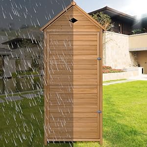 COSTWAY Armadio da Esterno in Legno, Portastrumenti, Casetta da Giardino  per Attrezzi 177 x 80 x 45 cm