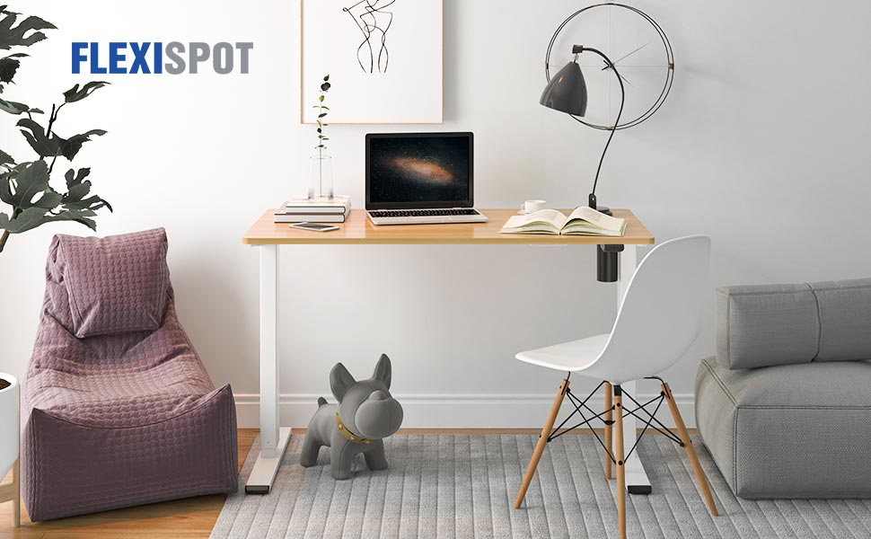 FLEXISPOT Electric Height Adjustable Standing Desk Sit Stand Desk Adjustable Desk Stand Up Desk-(White Frame+ 120x60cm Maple Top) -Office Furniture Store