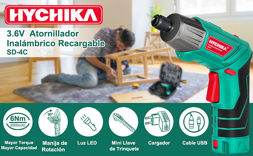 juego de destornillador eléctrico hychika 3.6v atornillador bateria 12v taladro atornillador 3.6v