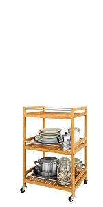 Chariot De Cuisine De Service Roulant, Desserte Sur Roulettes En Bambou Plateau En Granit L58xP40xH87cm (Noir) SoBuy® FKW28-SCH -VIDAXL || Bosch || Whirlpool Soldes