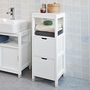 Meuble bas de salle de bain armoire toilette avec 1 tiroir et 1