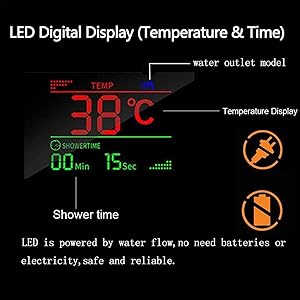 shower tower with temperature display