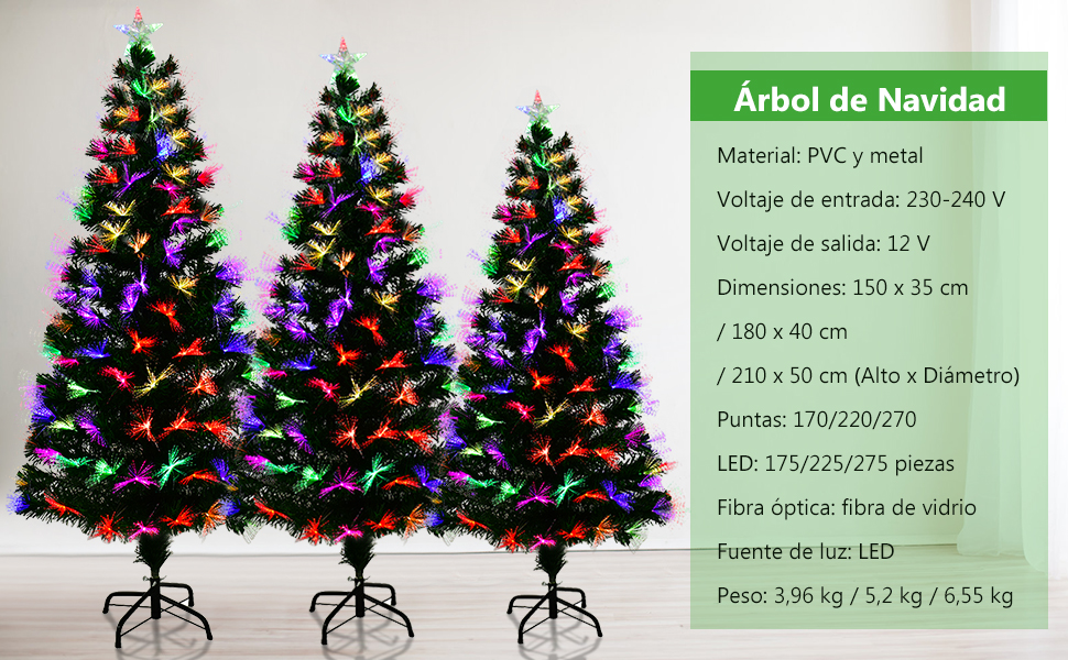 Entrega rápida Tu mercancía favorita aquí UISEBRT Árbol de Navidad  Artificial 210cm con Luces LED 210cm, Fibra óptica LED Multicolor Árbol de  Navidad Decorativo con Fibra óptica LED Calidad de excelencia  