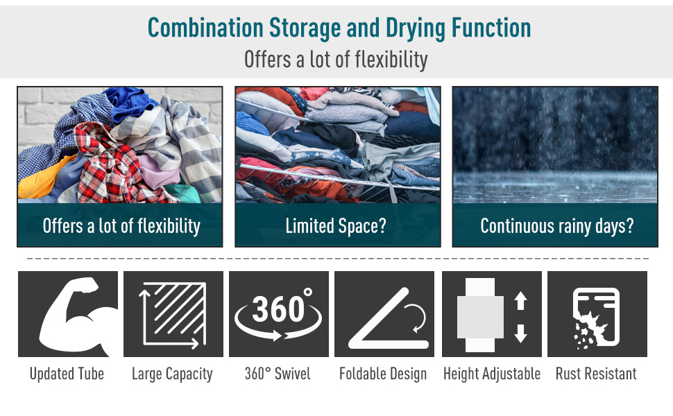 HOMCOM 4 Layers Folding Rail Clothes Hanger Stand Airer Dryer Rack Holding -Home Sale Shop