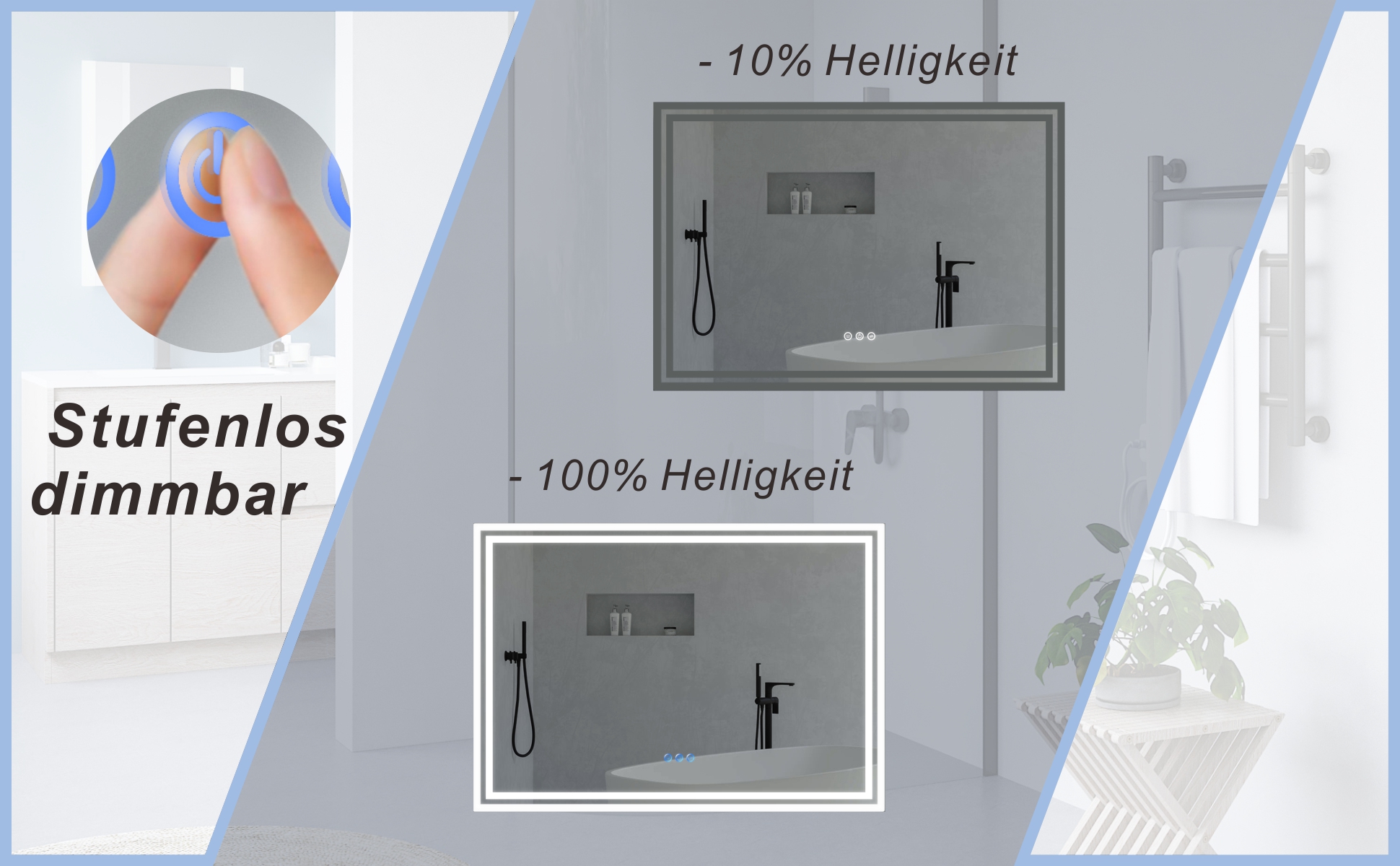 LED Spiegel mit Beleuchtung für Badezimmer 100x70cm ESSENS Typ C