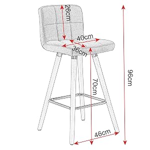 WOLTU Bar Stools Set of 2 PCS Soft Linen Seat Bar Chairs Breakfast Kitchen Counter Chairs Solid