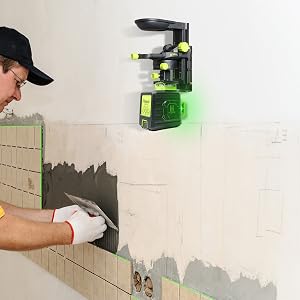 6.Couverture supérieure plate: ●Conçu avec le couvercle supérieur plat, cet outil laser projette des lignes laser à 360 ° pour le carrelage ou l'installation au plafond à 10 mm du mur et du plafond.
[SENTENCE 41] ●Le support Huepar PV10 + est recommandé pour une installation rapide dans les applications au mur et au plafond (ASIN: B07X2K3TVW, besoin d'acheter séparément) ●Les fenêtres laser peuvent être retirées et remplacées par un tournevis.