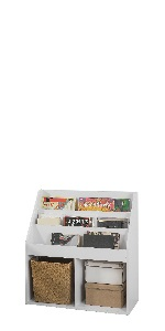 SoBuy KMB41-W Chariot Bibliothèque Pour Enfants, Coffre à Roulettes, Organisateur Pour Jouets Et Livres à 2 Compartiments Avec Roues Pour Chambre D'enfant, Blanc -ATMOSPHERA || Songmics Soldes Boutique