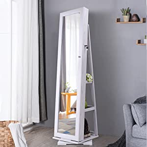 DlandHome Jewelry Armoire with Full Length Mirror 3