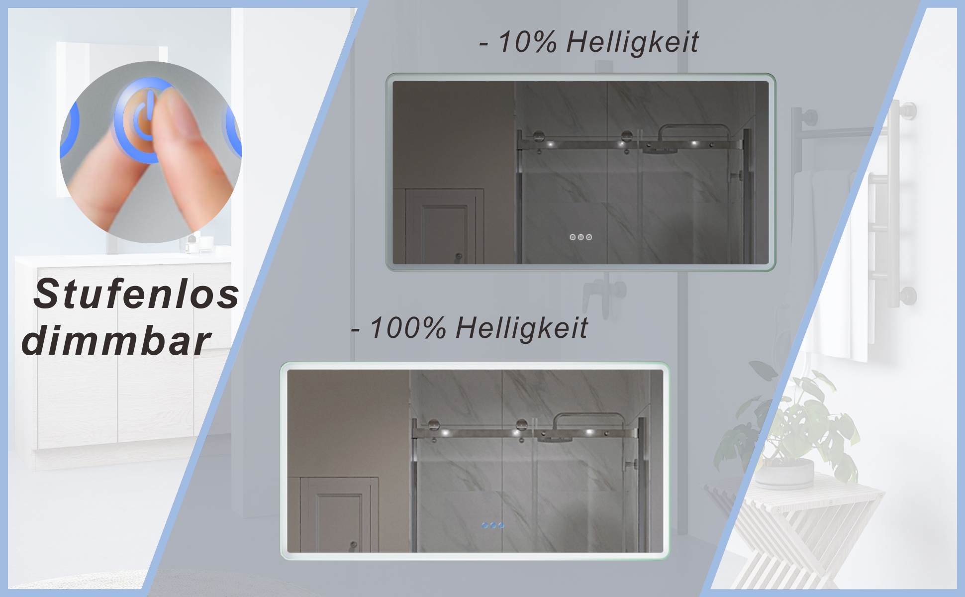 LED Badspiegel mit Beleuchtung groß 140x70cm BORAS Typ C