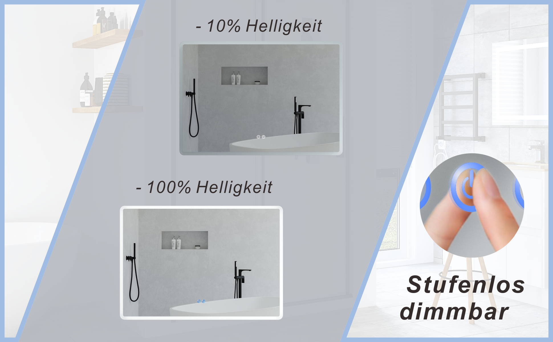 Badspiegel Wandspiegel mit LED Licht 100x70cm BORAS Typ B