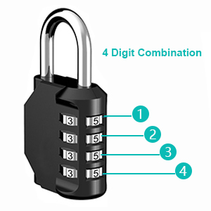 Cerradura de combinación de 4 dígitos, cerradura de combinación con dial reiniciable.