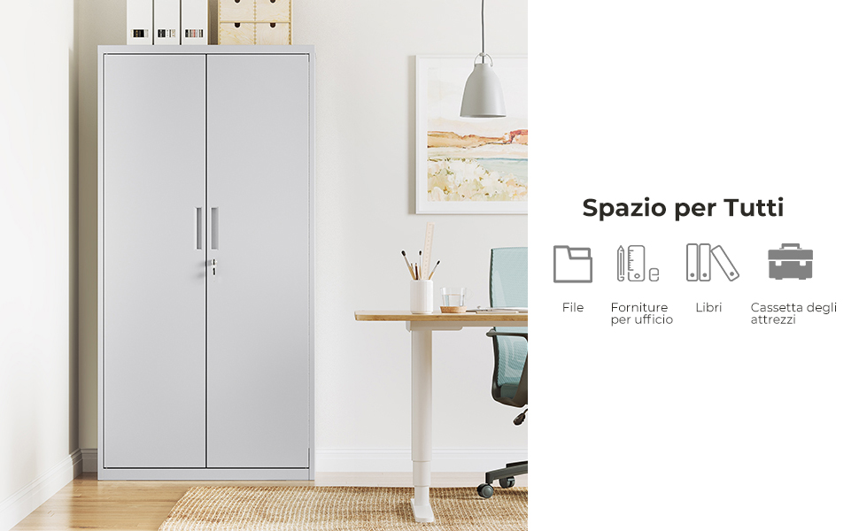 SONGMICS Armadietto Metallico 5 Ripiani - 40x80x180cm Grigio Per Garage - Foto 5