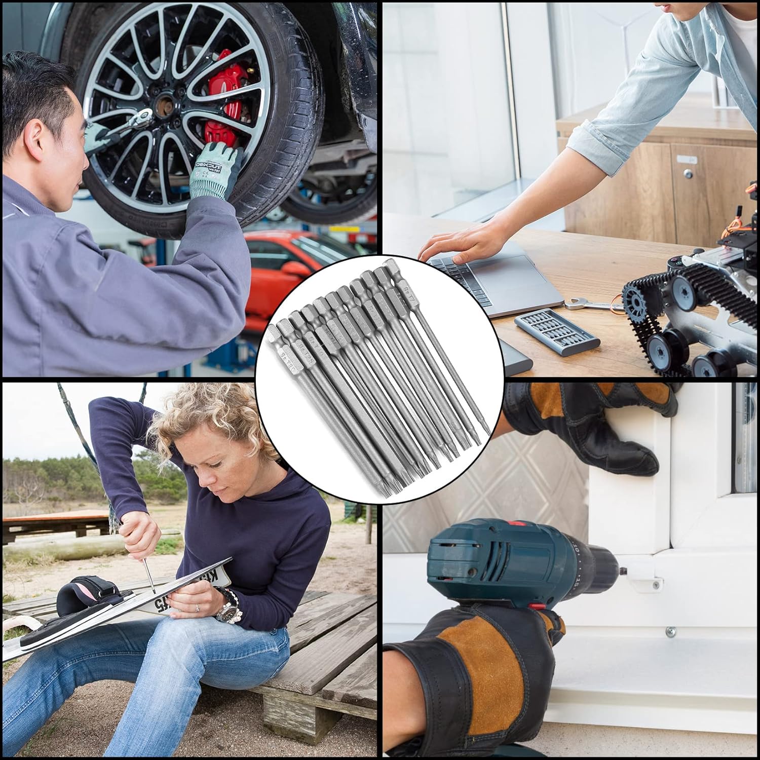 11 Pièces Embouts Longs Tournevis Torx, Embouts Magnétiques T6-T40 100 Mm Tige Hexagonale De 1/4" Pour Tournevis Et Visseuse électrique, Seuçais -Promos Brico Forte Boutique