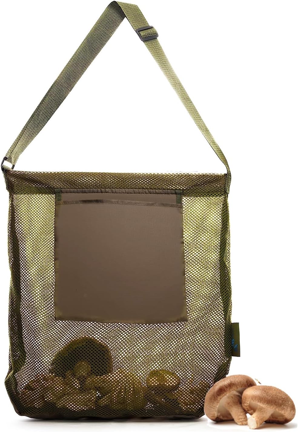Sac de chasse aux champignons vert avec maillage respirant