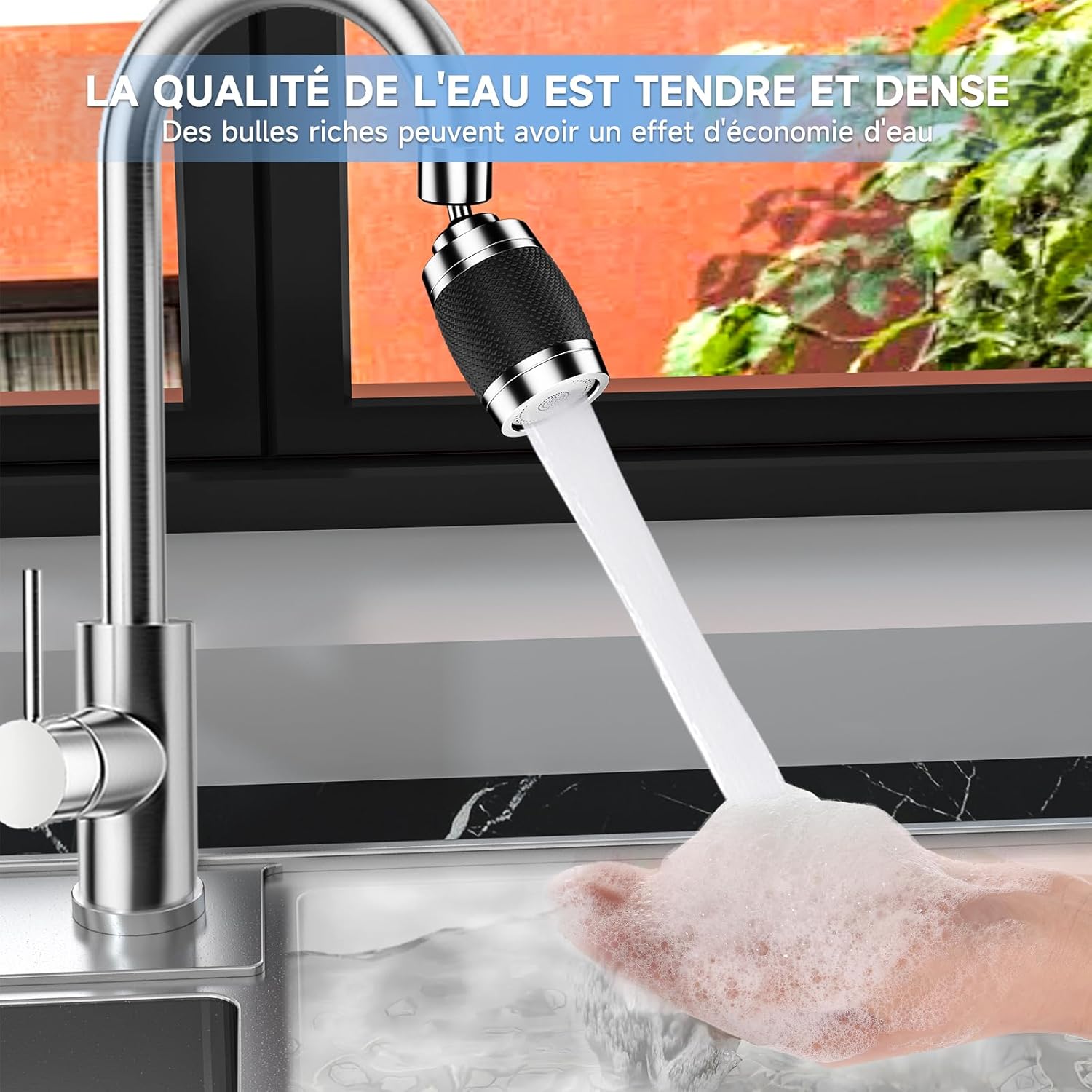 Aérateur tête de robinet d'évier de cuisine universel 360° économie d'eau r