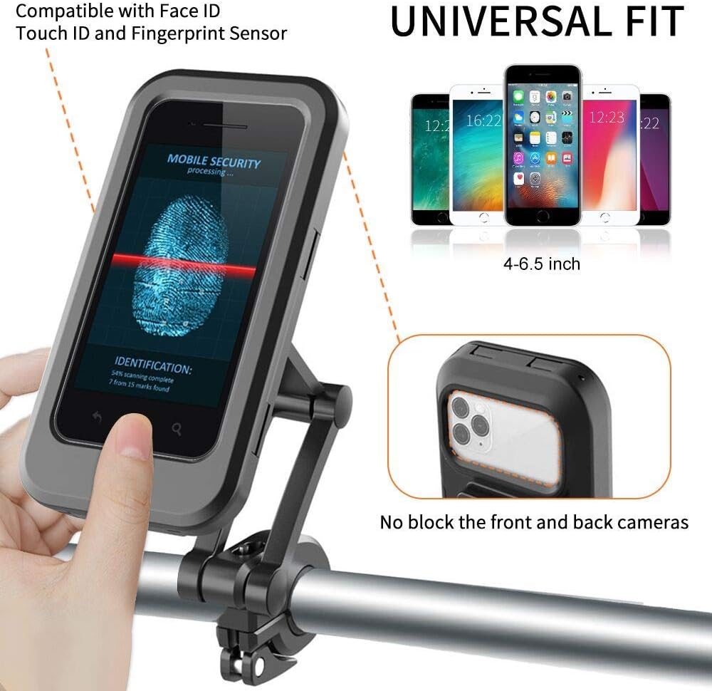 Support Téléphone Vélo étanche IPX5 - Pour Smartphone 4,7 à 7 Pouces, Rotatif 360°, Avec Housse Pluie, Pour VTT Et Vélo électrique