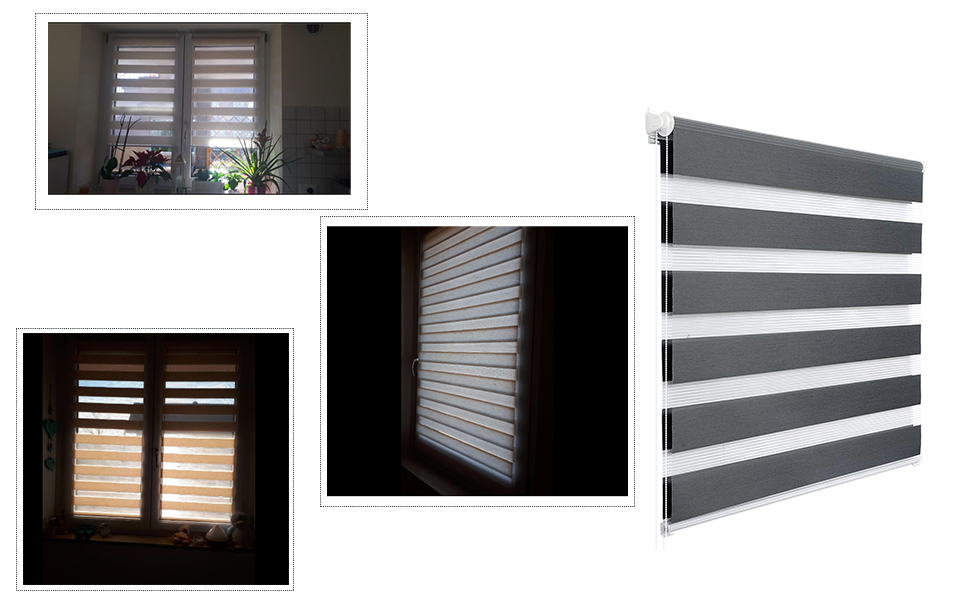 Tenda A Rollo Zebra Oscurante 105x150 Cm - Nero, Per Camera Da Letto, Porte E Finestre