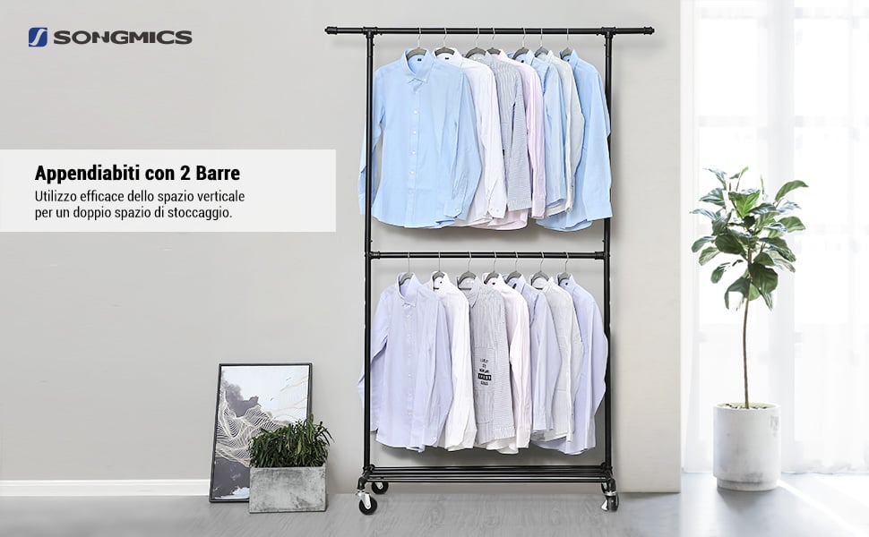 Appendiabiti in Stile Industriale con Rotelle