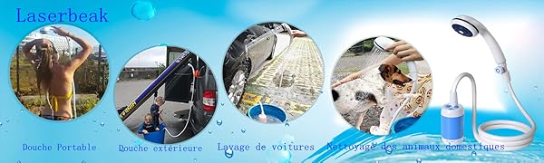 Douche Portable Douche extérieure Lavage de voitures Nettoyage des animaux domestiques