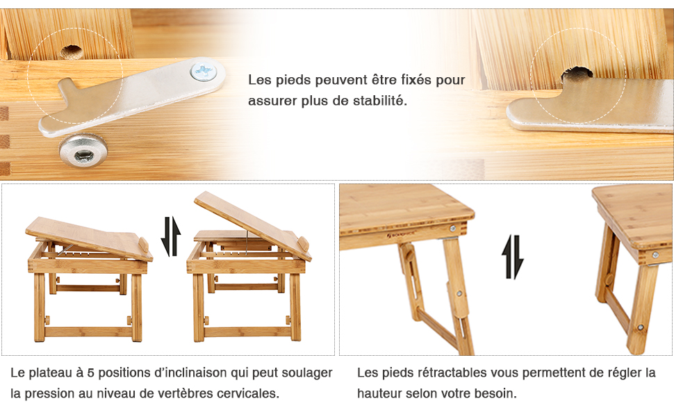 Table de lit pliable en bambou