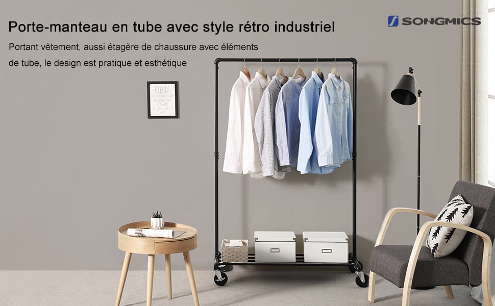 Porte-manteau en tube avec style rétro industriel