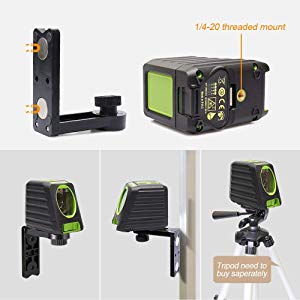 Différents types d'attaches: ●La puissante monture en L magnétique avec filetage Triop peut facilement fixer le laser à n’importe quel acier et pivoter à 180 degrés à votre guise. ●Il peut également accueillir une vis de trépied standard pour le réglage en hauteur.