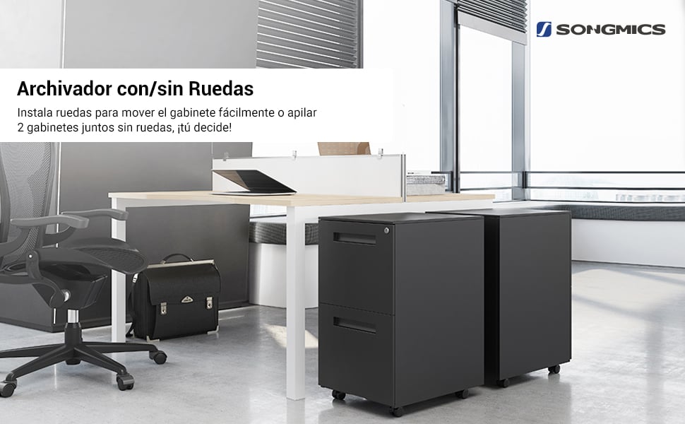 Gabinete de Archivos Móvil, con 2 Cajones, Cierre, para Documentos de
