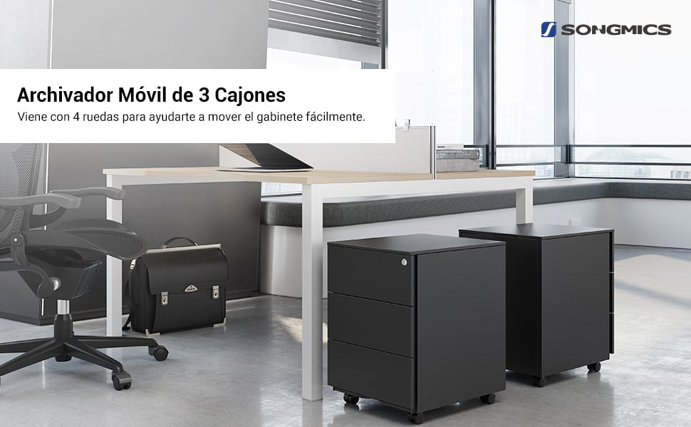 Gabinete de Archivos Móvil, con 3 Cajones, Cierre, para Documentos de
