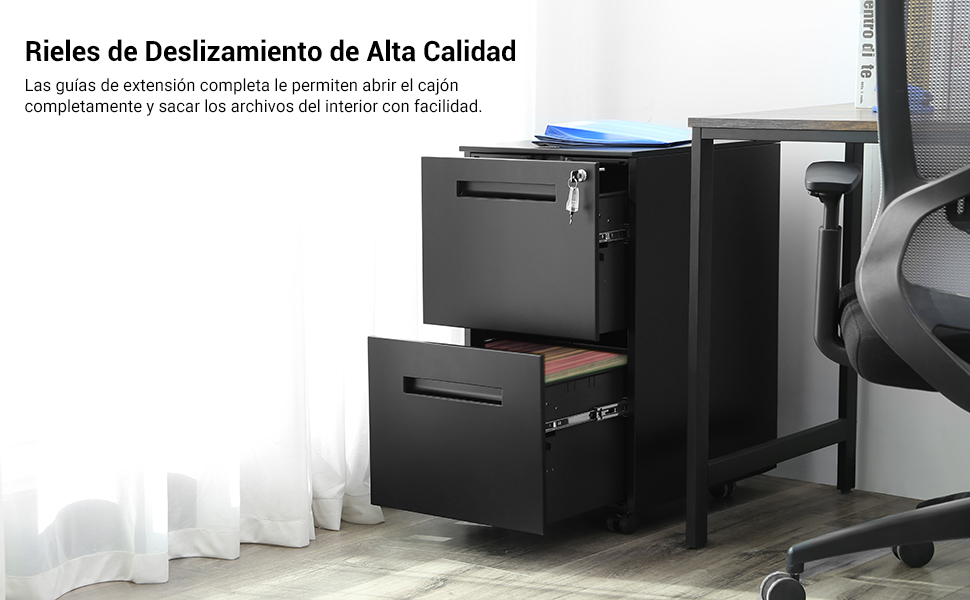 Gabinete de Archivos Móvil, con 2 Cajones, Cierre, para Documentos de