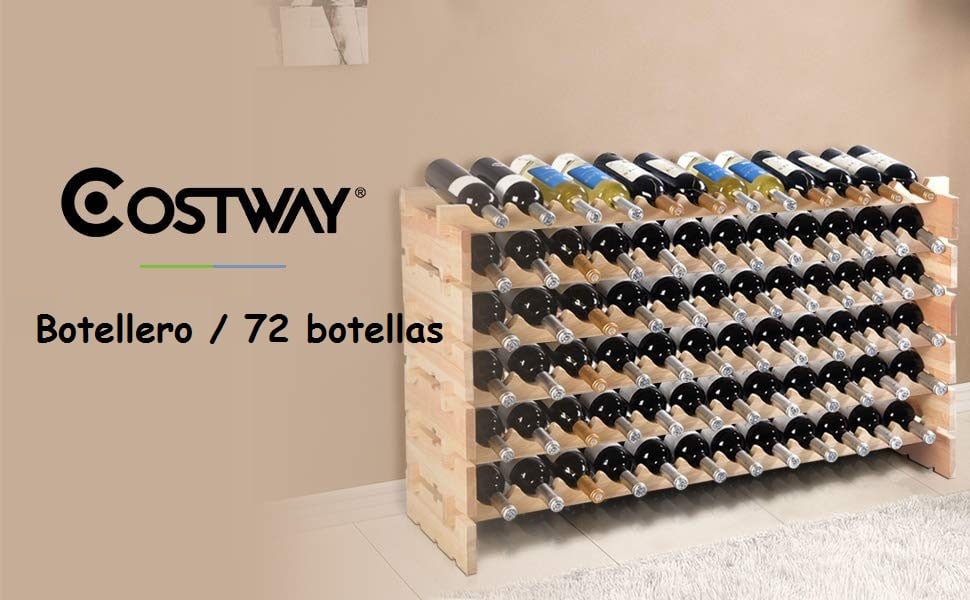 COSTWAY Botellero Vino para 10 Botellas, Botellero Pared con 2