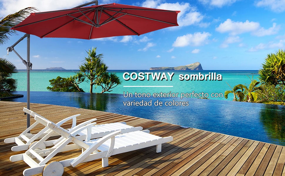 Sombrilla Parasol Excéntrico 3m para Terreza Jardín Fiestas patio