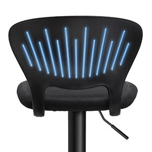 Barstuhl 2er Set, höhenverstellbare Barhocker mit kronenförmiger Rückenlehne, Küche, Bar, schwarz