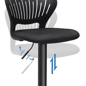 Barstuhl 2er Set, höhenverstellbare Barhocker mit kronenförmiger Rückenlehne, Küche, Bar, schwarz