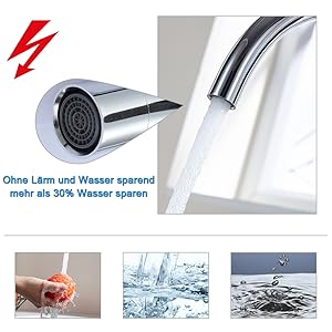 360° drehbar Niederdruckarmatur Küche aus Messing Wasserhahn