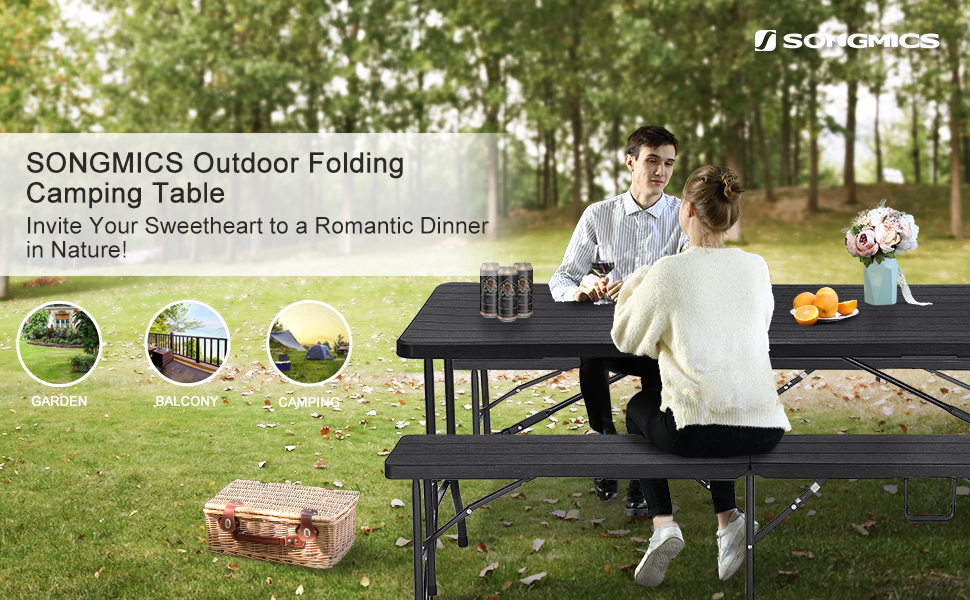 Mesa Plegable, Mesa de Jardín Grande con Superficie de Plástico en