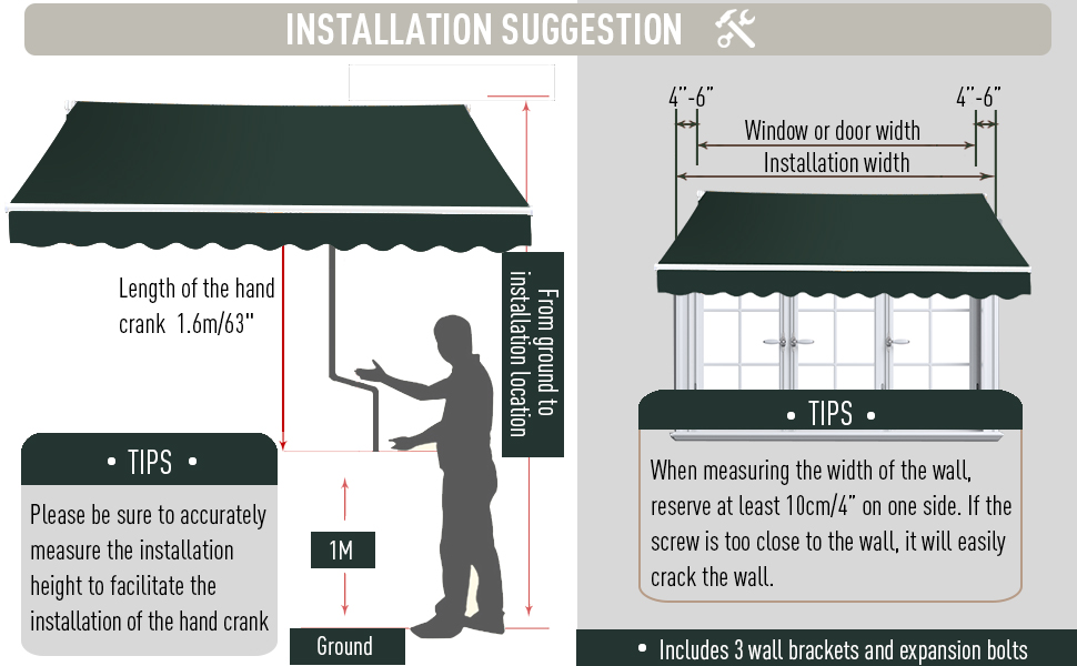 Outsunny Garden Sun Shade Canopy Retractable Awning, 4 X 3(m) Green -Outdoor Furniture Store