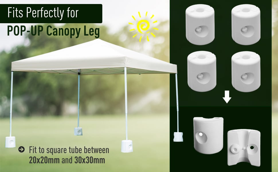 Outsunny Tent Weight Base 4pcs Gazebo Foot Leg Anchor Weights Marquee White -Outdoor Furniture Store