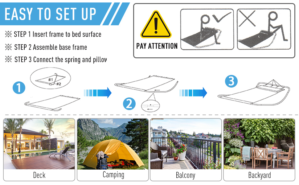 Outsunny Double Hammock Sun Lounger Outdoor Day Bed Patio Grey -Outdoor Furniture Store